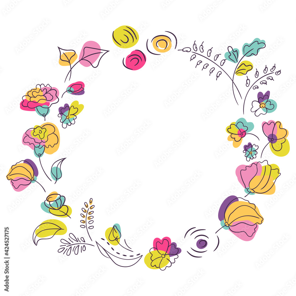 Bright summer neon colors flowers wreath Bright summer neon colors flowers wreath