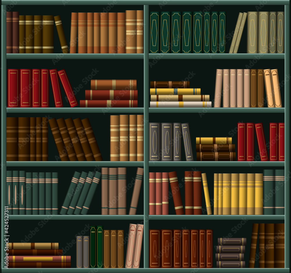 Bookshelf. A large bookcase in the library with many different books. Background from books. Bookshelf. A large bookcase in the library with many different books. Background from books.
