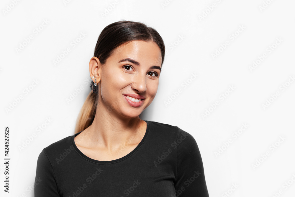 Studio portrait of young happiness girl on white background. Studio portrait of young happiness girl on white background.