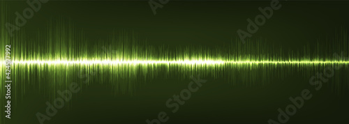 Panorama Green Digital Sound Wave Low and Hight richter scale with on Red Background,technology and earthquake wave diagram concept,design for music studio and science,Vector Illustration.