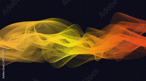 Futuristic Orange Digital Sound Wave Background,technology and earthquake wave diagram concept,design for music studio and science,Vector Illustration.