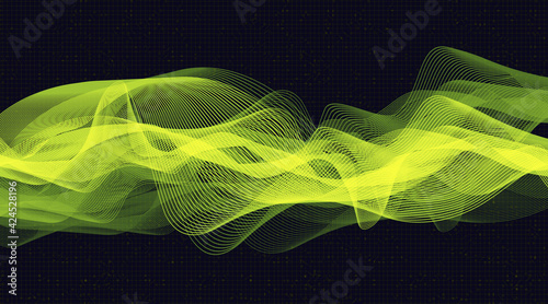 Futuristic Green Digital Sound Wave Background,technology and earthquake wave diagram concept,design for music studio and science,Vector Illustration.