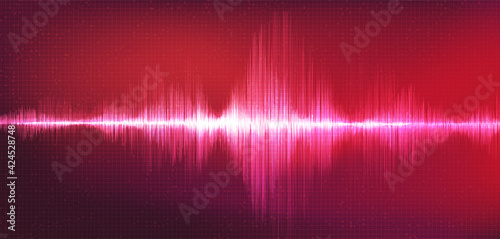 Pink Digital Sound Wave and earthquake wave concept,design for music studio and science,Vector Illustration.