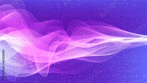 Light Violet Digital Sound Wave and earthquake wave concept,design for music studio and science,Vector Illustration.