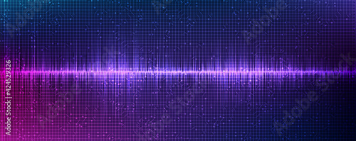 Light Digital Sound Wave on Purple Background,Technology Wave concept,design for music studio and science,Vector Illustration.