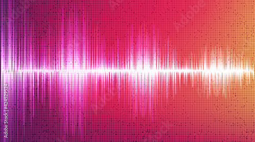 Abstract Pink Digital Sound Wave and earthquake wave concept,design for music studio and science,Vector Illustration.