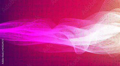 Digital Sound Wave on Pink Background,Technology Wave concept,design for music studio and science,Vector Illustration.