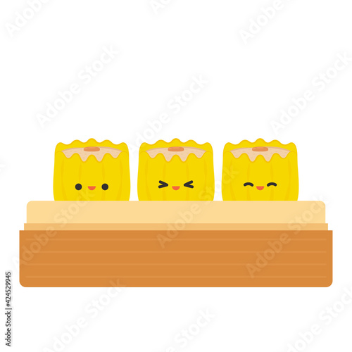 Shumai character design. Shumai vector. Shumai in Chinese food.