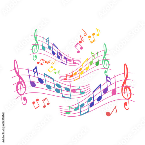 colorfull music notes background