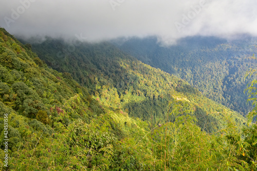 Picturesque mountain slope with ridges