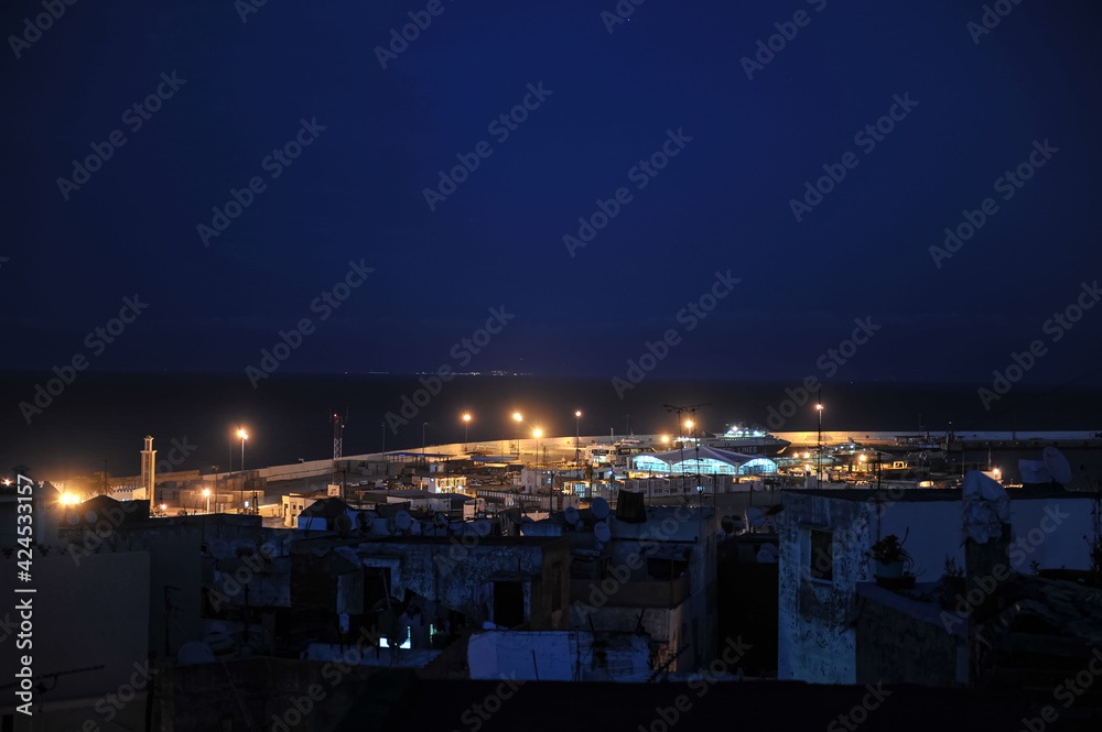 Tangier, Morocco: view of the Medina at dusk