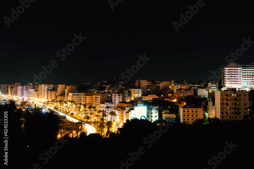 Beautiful night panorama of old medina in city Tangier, Morocco