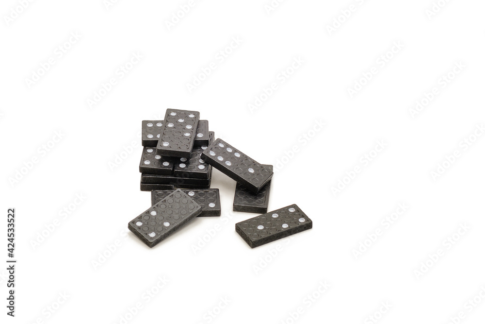 Dominoes are stacked. Isolated over white background Dominoes are stacked. Isolated over white background