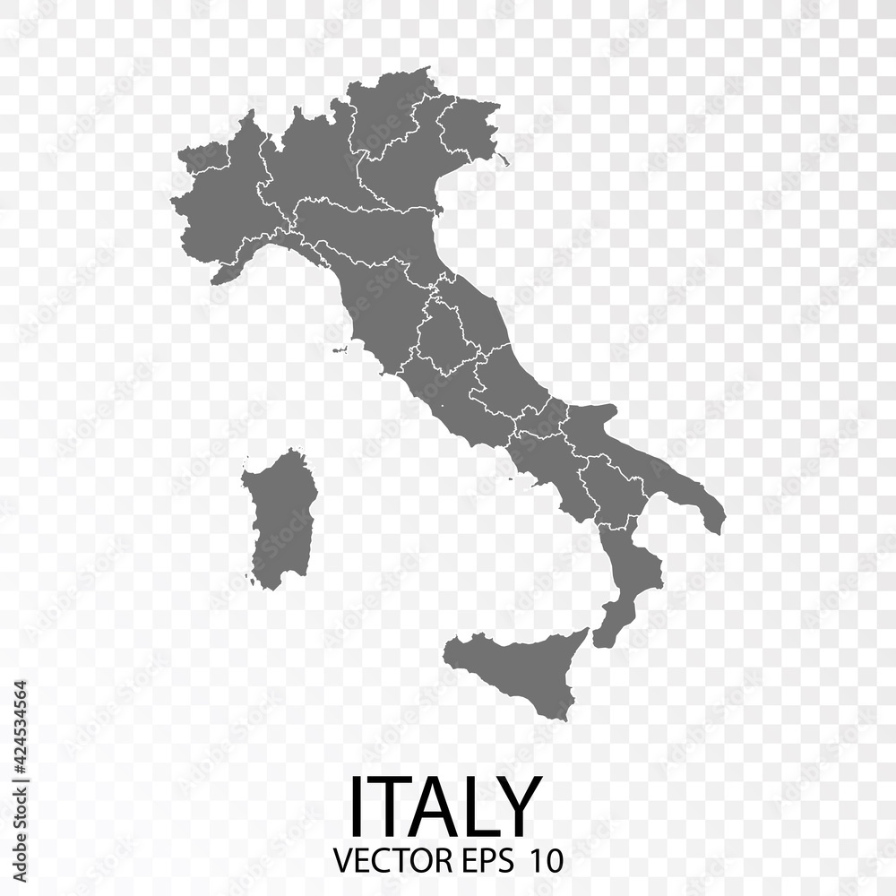Obraz premium Transparent - High Detailed Grey Map of Italy. Vector Eps 10.