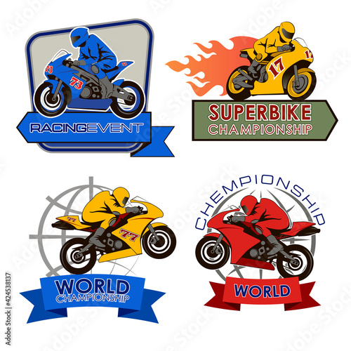 Set of four vector motorsport emblems