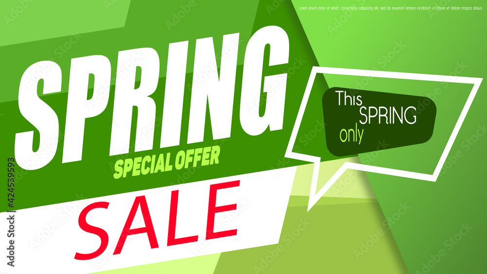 Spring sale banner. green vector illustration Spring sale banner. green vector illustration