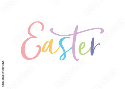 Happy Easter Banner, Trendy Easter Design, Easter Sunday Background, Handwritten Easter Banner, Holiday Vector Illustration Background