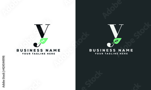 y  initial Green leaf  minimal logo vector
