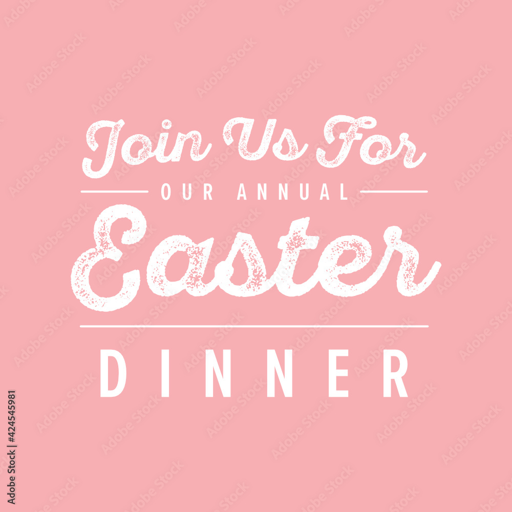 Join Us For Easter Dinner, Easter Dinner Invitation, Trendy Easter Banner, Easter Church Service, Online Church Service, Vector Illustration Background