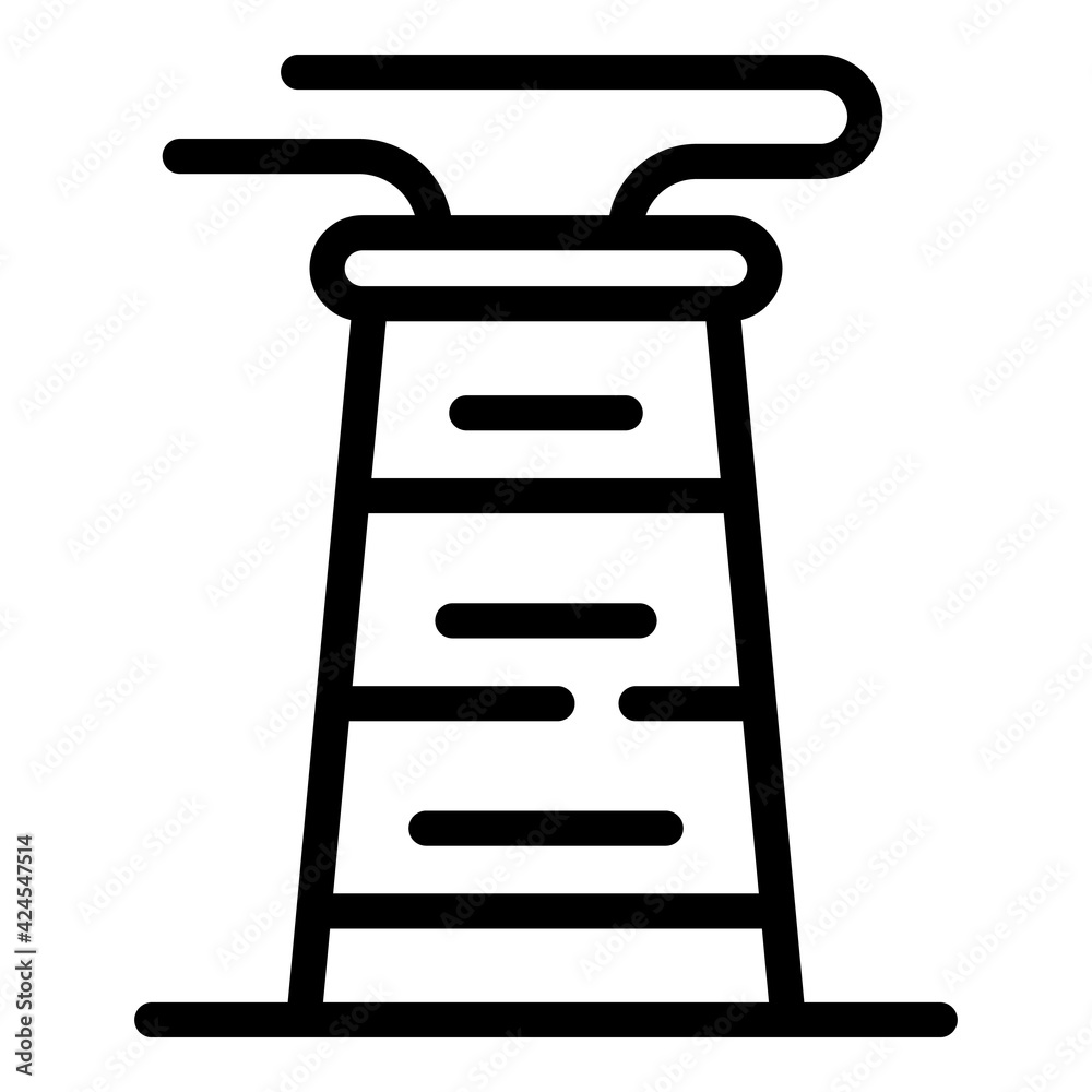Refinery chimney icon. Outline Refinery chimney vector icon for web design isolated on white background