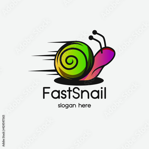 Fast Snail logo designs vector illustration, Animal Snail logo symbol, snail mascot
