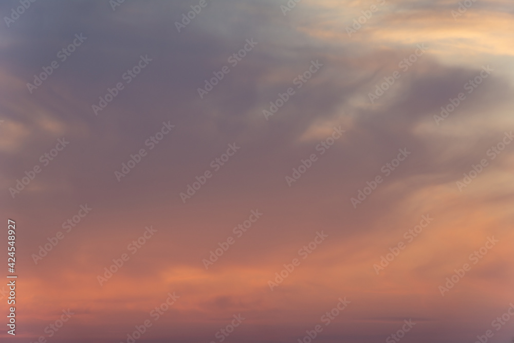Colorful sky at sunset, background.