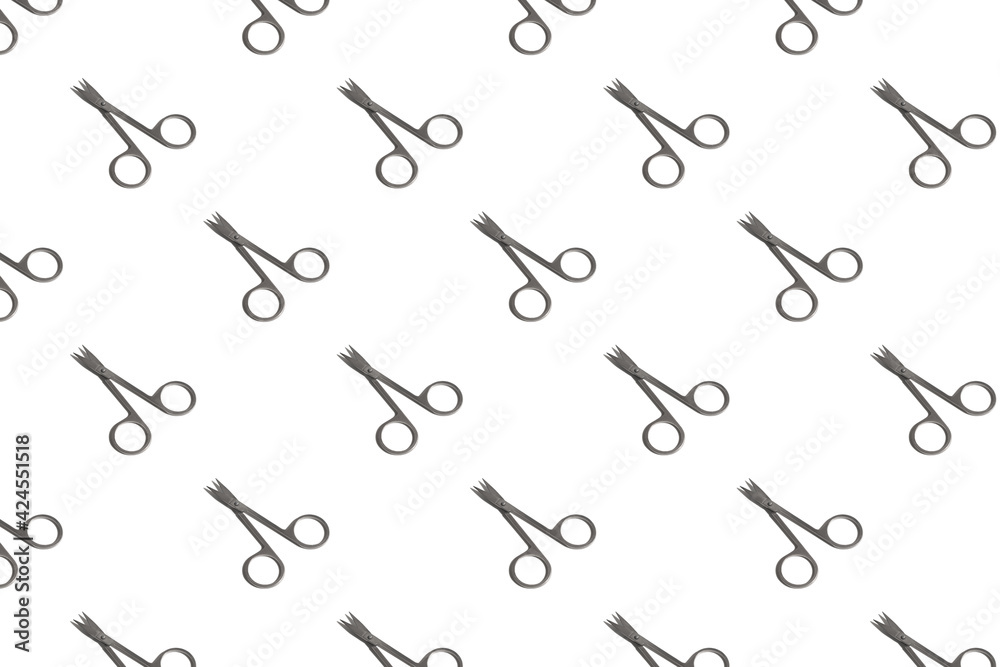 Pedicure scissors on a white background. The scissors pattern. Hard shadows Pedicure scissors on a white background. The scissors pattern. Hard shadows