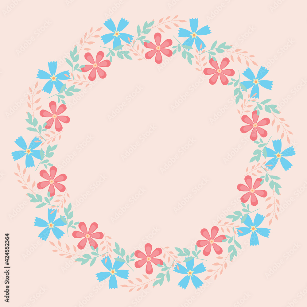 Vector colorful flower frame for greeting card, invitation, or photo.