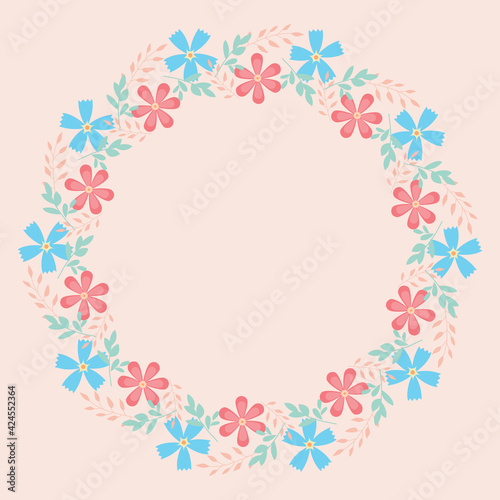 Vector colorful flower frame for greeting card, invitation, or photo.