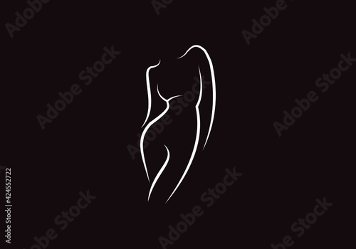 woman shape icon line illustration vector template.