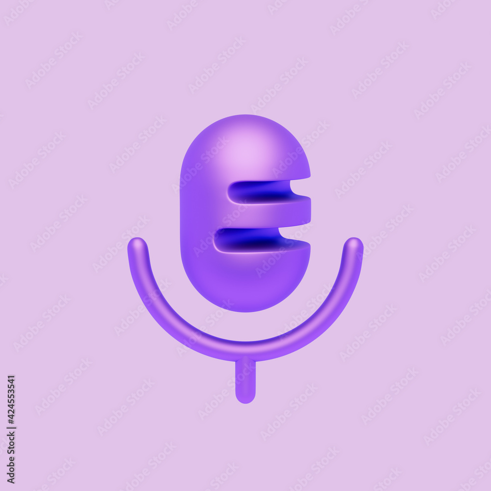 3d simple microphone icon on pastel light background. Hight quality 3d render 3d simple microphone icon on pastel light background. Hight quality 3d render
