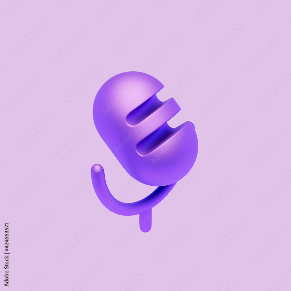 3d simple microphone icon on pastel light background. Hight quality 3d render 3d simple microphone icon on pastel light background. Hight quality 3d render