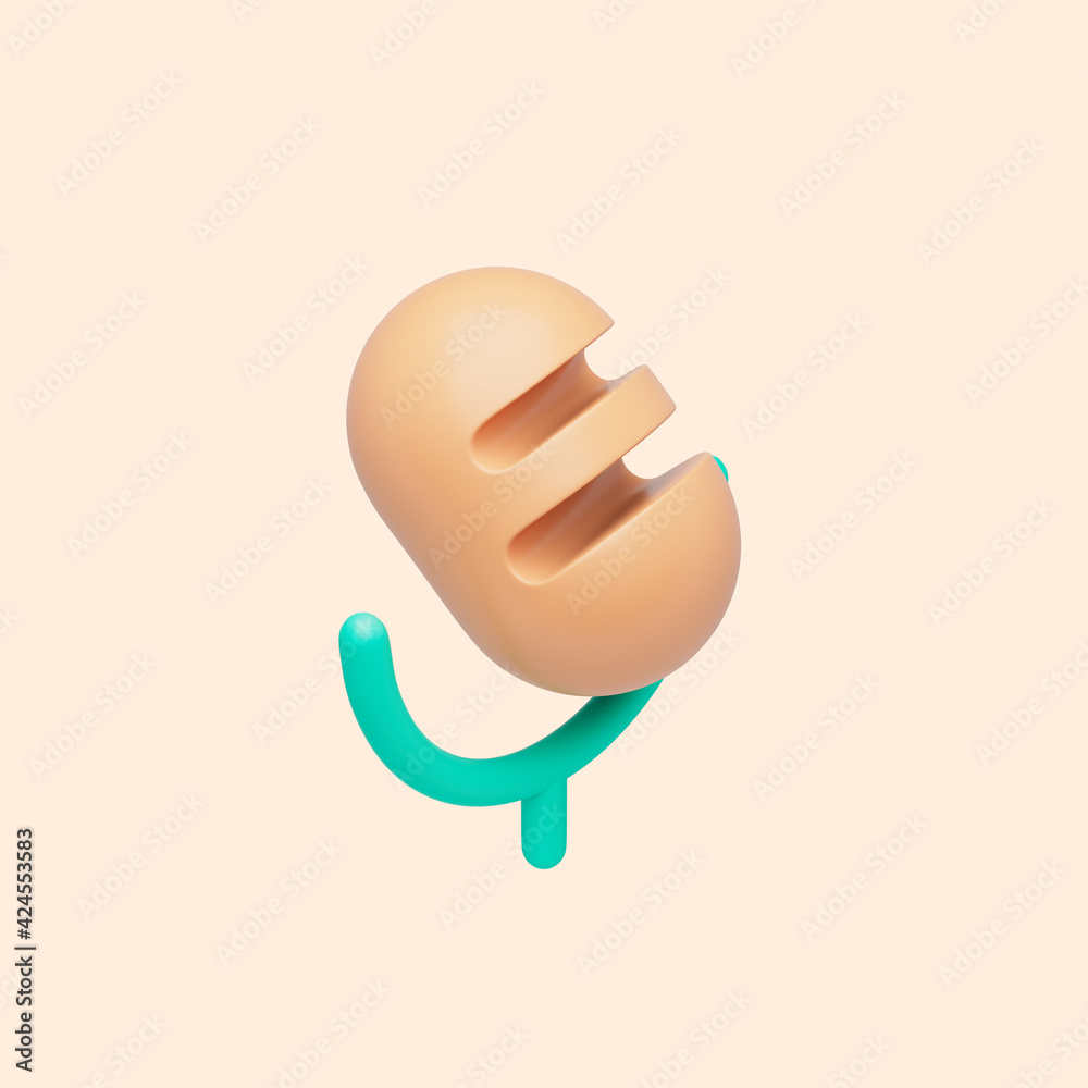 3d simple microphone icon on pastel light background. Hight quality 3d render 3d simple microphone icon on pastel light background. Hight quality 3d render