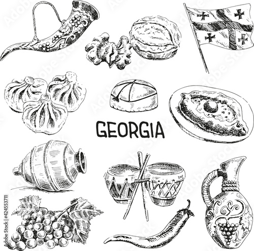 Georgia Traditional Cuisine with Dumpling and Khinkali.