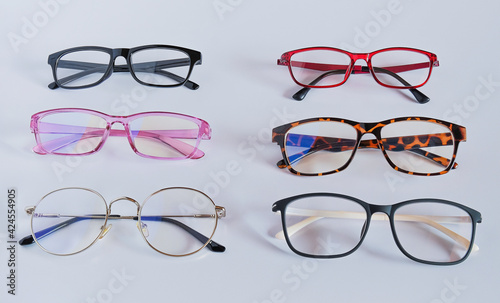 Modern eye glasses with shiny frame For reading daily life.