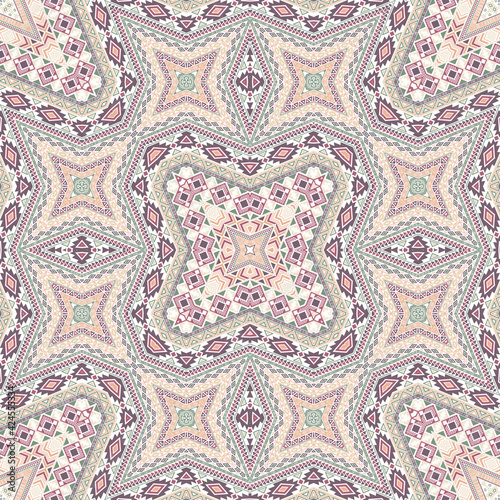 Mexican seamless pattern graphic design. Damask geometric texture. Textile print in ethnic style.