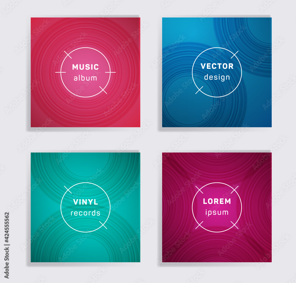 Abstract vinyl records music album covers set. Abstract vinyl records music album covers set.