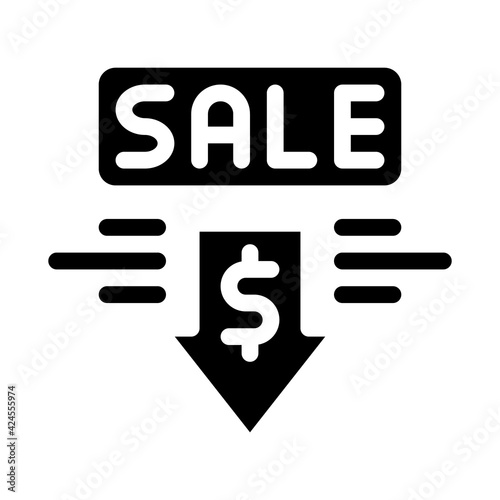 selling price discount glyph icon vector. selling price discount sign. isolated symbol illustration