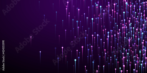 Dynamic glowing line rays fiber optics vector.