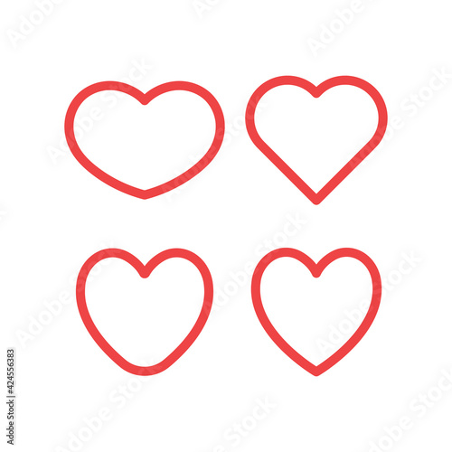 Hearts vector icon collection. Valentine's day romance symbols.