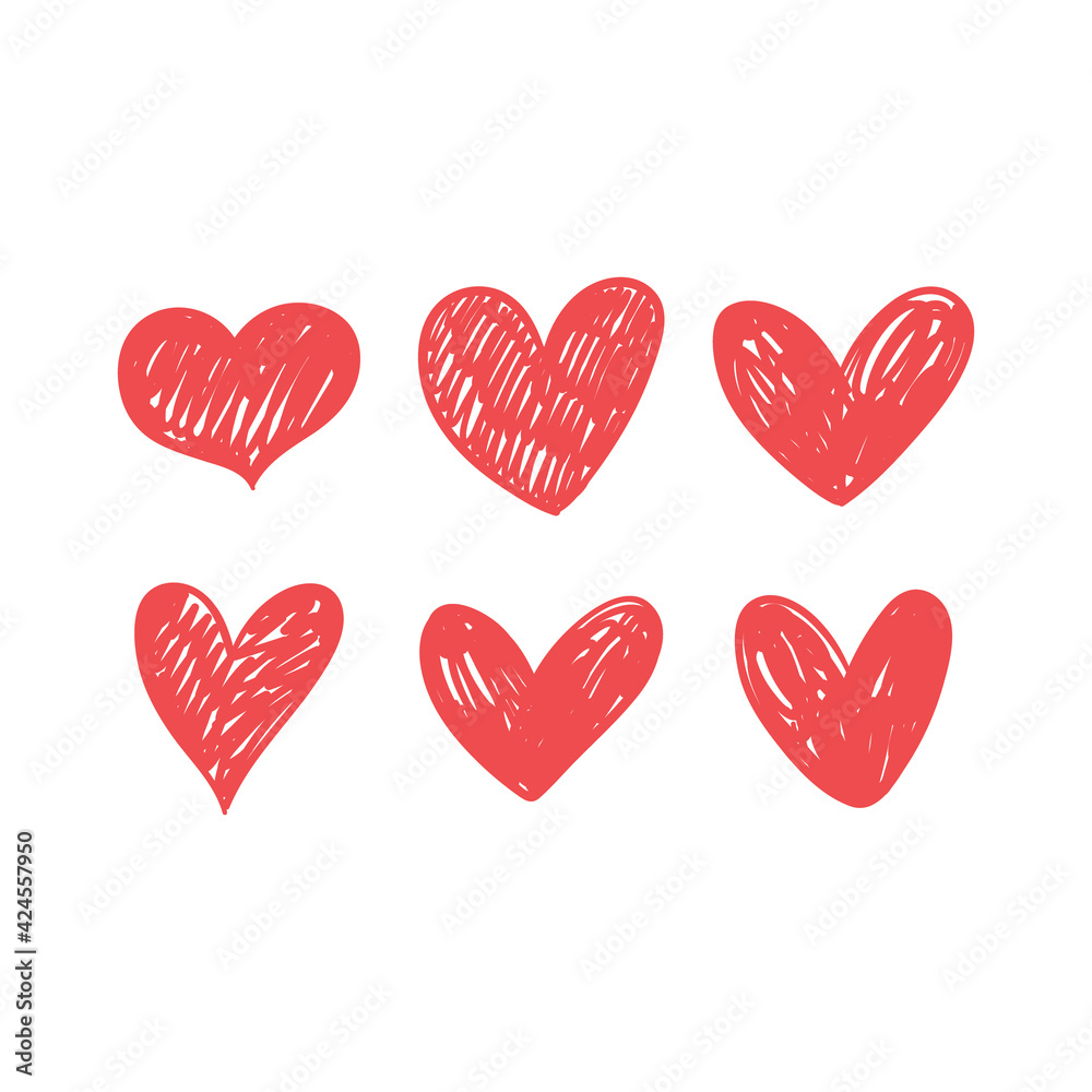 Heart doodles collection. Set of hand drawn hearts. Love symbol illustrations. Heart doodles collection. Set of hand drawn hearts. Love symbol illustrations.