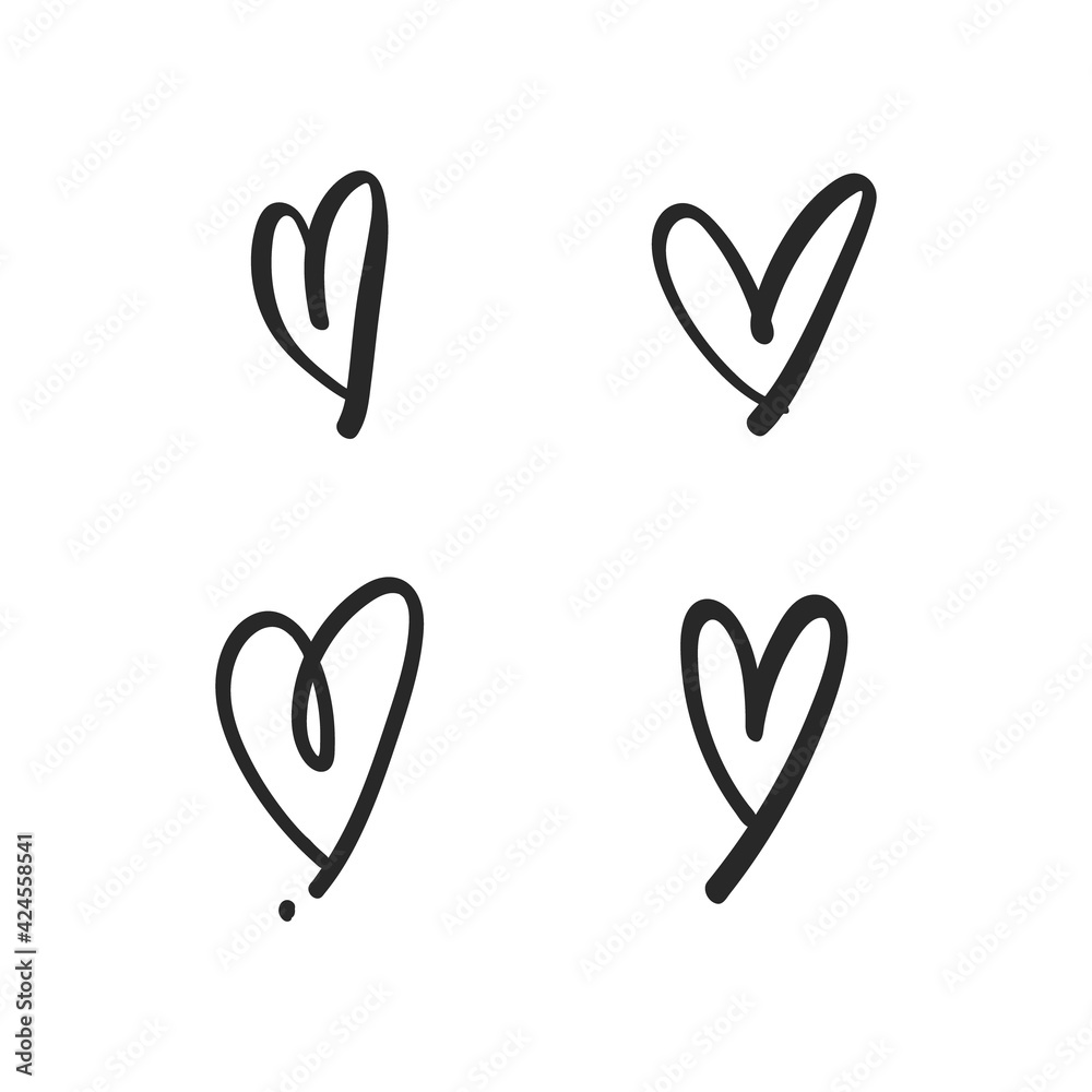Heart doodles. Hand drawn hearts collection. Love illustration designs. Heart doodles. Hand drawn hearts collection. Love illustration designs.