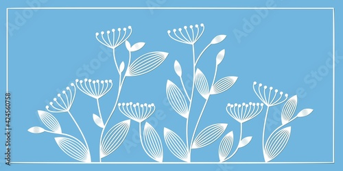 Vector illustration of flowers and plants from paper. Template for laser and plotter cutting stylized contours.