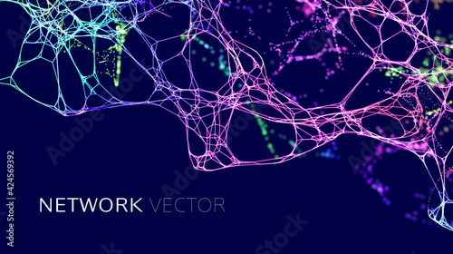 Neuron network background. Data science technology vector background. Neural network AI data IOT. photo