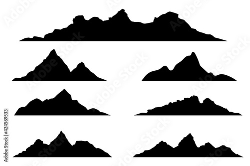 Mountain silhouettes. Vector collection of mountain landscape shapes for design
