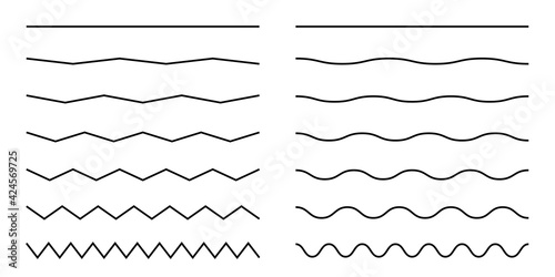 Set of Wave and Zigzag lines for design. Simple vector elements.