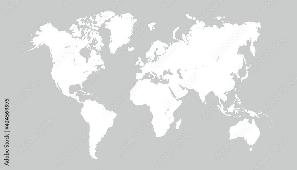 simple world map, light gray background