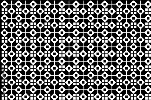 Vector background - geometric pattern of black and white rhombuses and squares