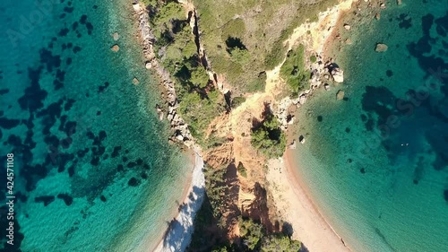 Aerial view over the majestic beach of Kokkinokastro in Alonnisos island, Sporades, Greece photo