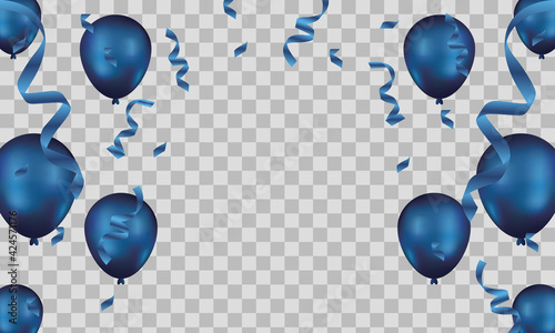 blue balloons, vector illustration. Celebration transparent background template